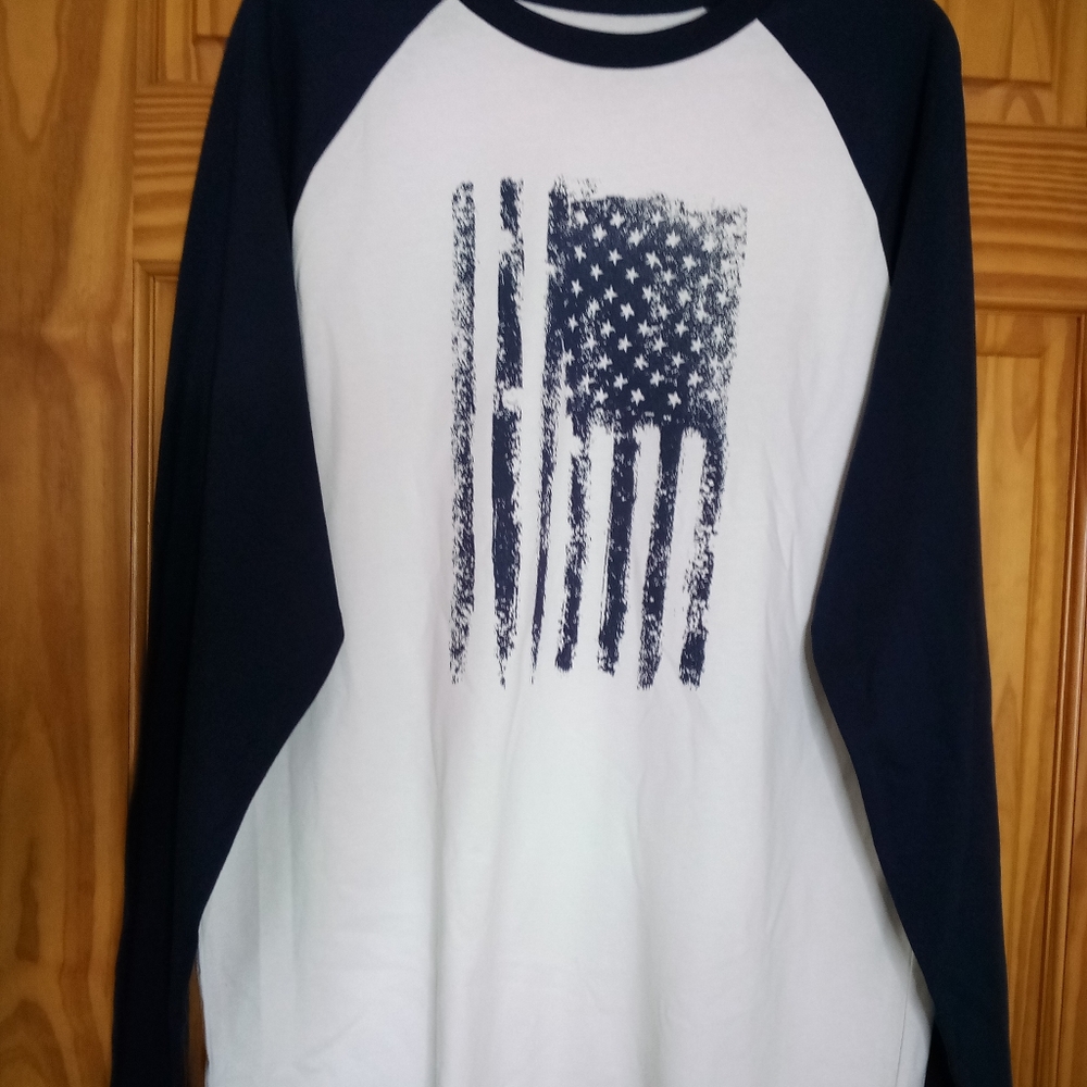 Mens long sleeve blue and white Americana Shirt